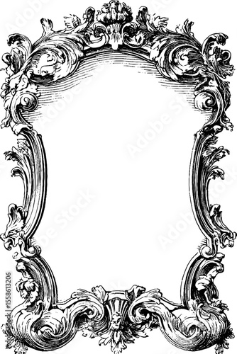 Elegant victorian page frame with botanical flourishes for vintage design projects