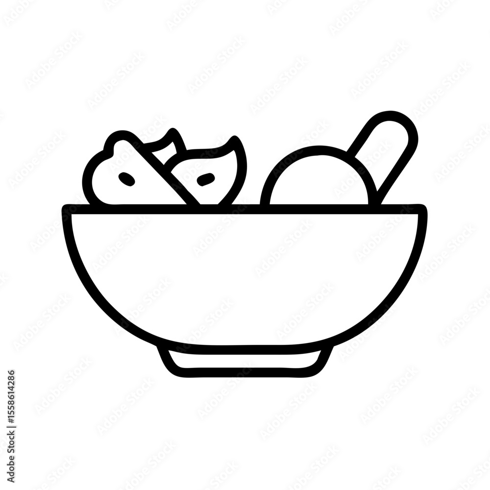 Minimal Salad Bliss – Line Art Lifestyle Illustration on White Minimal Salad Bliss – Line Art Lifestyle Illustration on White
