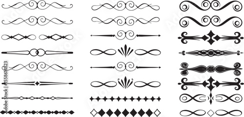 Decorative Black Line Elements Vector Collection 50 Thin and Thick Stroke Vintage and Modern Designs