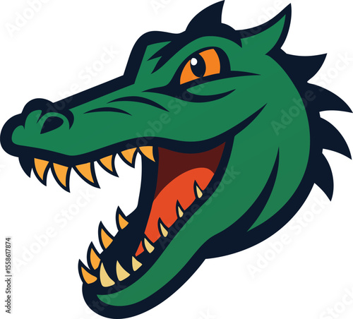 Crocodile head open jaw on transparent background