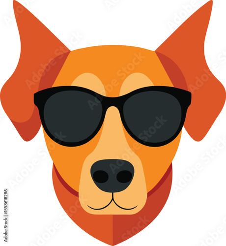 Dog head with sunglasses on transparent background