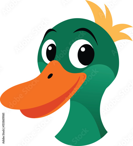 Duck head with beak on transparent background
