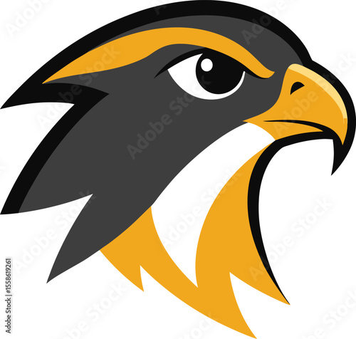 Falcon head sharp beak on transparent background