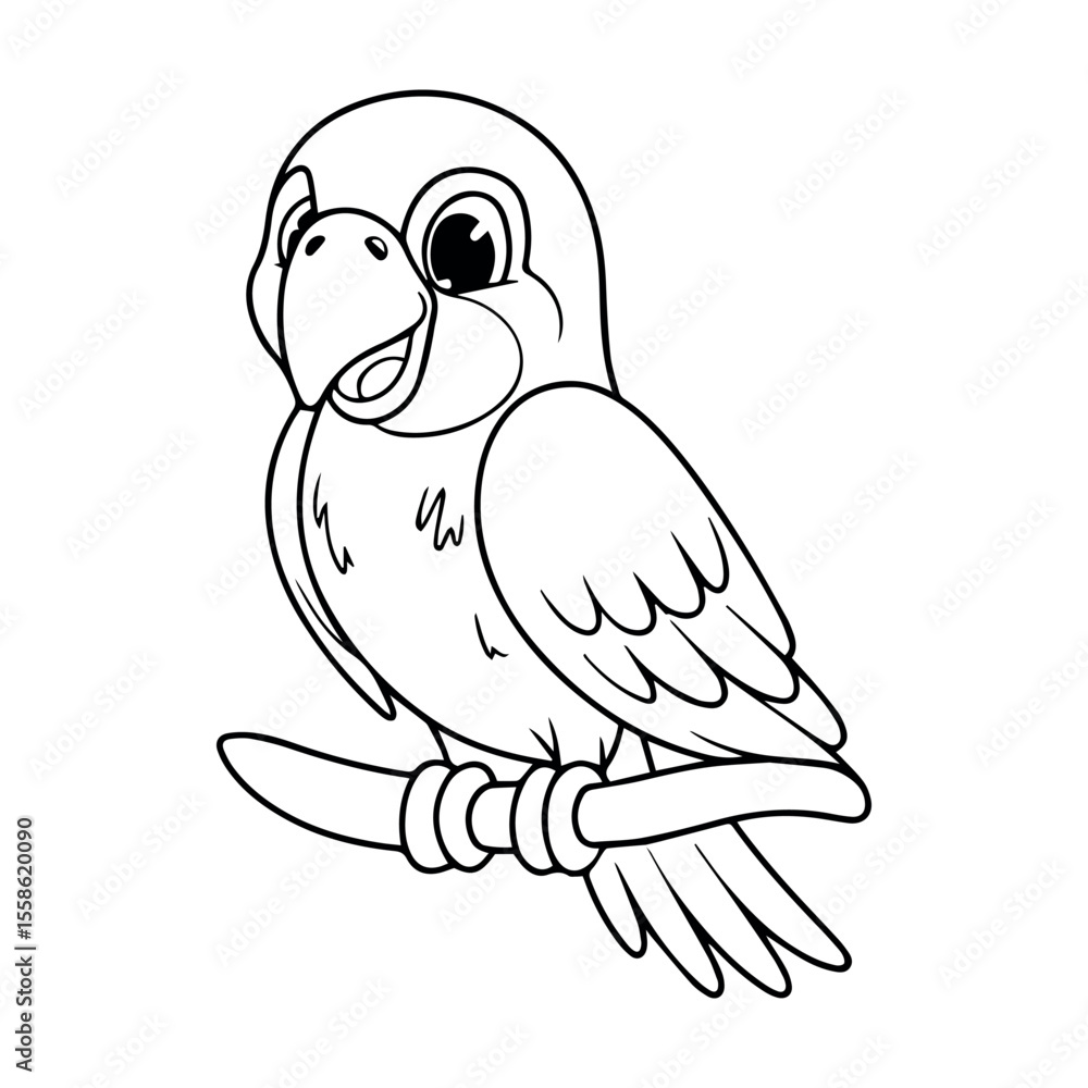 Obraz premium Cute parrot drawing for kids coloring pages vector illustration of bird outline artwork