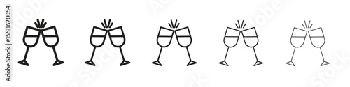 Wine toast icon Vector illustration in solid and black and white. EPS10