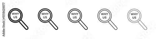 Why us icon Vector illustration in solid and black and white. EPS10