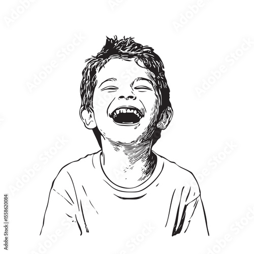 Joyful child laughing brightly with infectious energy