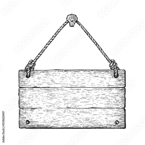 Rustic wooden sign with rope for decoration or branding purpose