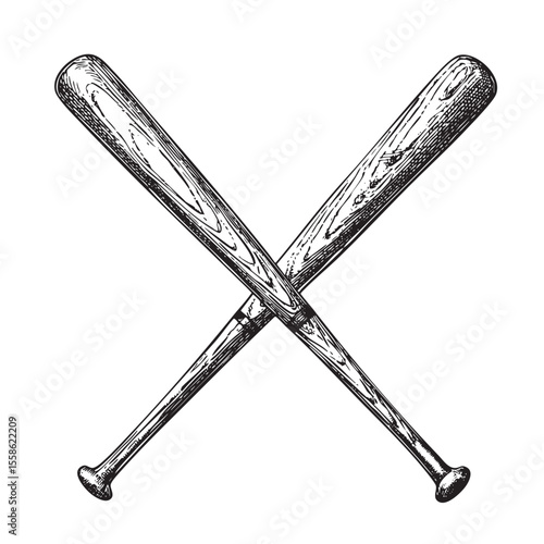 Crossed wooden baseball bats design for sports merchandise and posters
