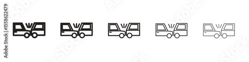 Rear end collision icon Vector illustration in solid and black and white. EPS10