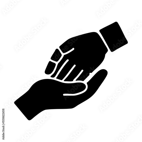 Human hand helping AI hand, symbolizing trust and digital collaboration support