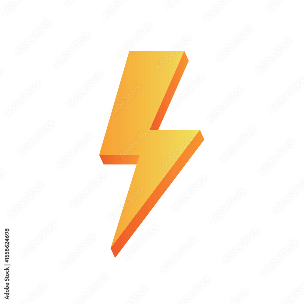 Bright yellow 3D lightning bolt icon on white background. Symbol of energy, power, electricity, speed, and voltage. Perfect for weather, electric, or power-related designs and concepts. Bright yellow 3D lightning bolt icon on white background. Symbol of energy, power, electricity, speed, and voltage. Perfect for weather, electric, or power-related designs and concepts.
