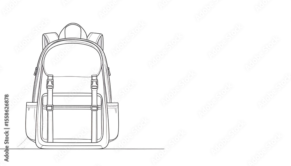 Outline drawing of a backpack Outline drawing of a backpack