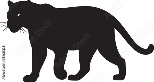 full black vector of Argentine jaguar in silhouette purw white background.