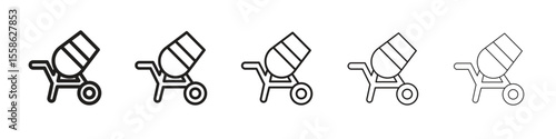 Cement mixer icon Vector illustration in solid and black and white. EPS10