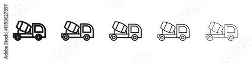 Cement truck icon Vector illustration in solid and black and white. EPS10