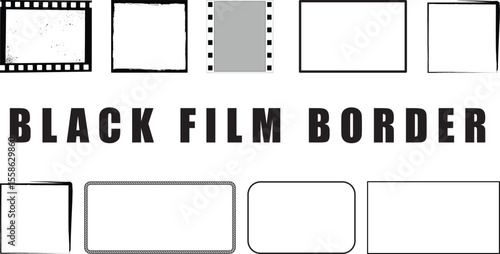 Black film border,vintage filmstrip, movie frame, frame and black frame vector design set