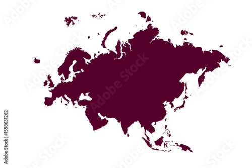 Map of Eurasia, sign silhouette. World Map Globe. Vector Illustration isolated on transparent background. Europe and Asia continent.
