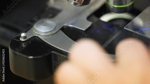 Wallpaper Mural  close up medical electronic microscope with a focus on the glass slide used for laboratory analysis Torontodigital.ca