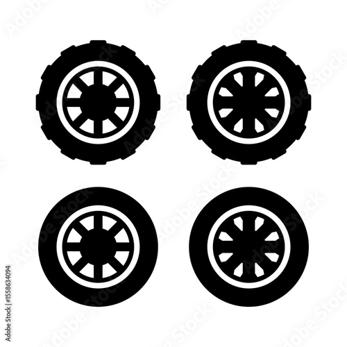 simple car tire icon collection