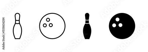 Bowling icon vector. bowling ball and pin sign and symbol.