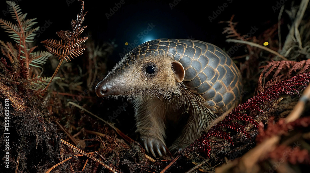 Obraz premium Pangolin at Night in Forest