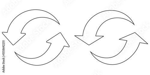 Refresh icon set. Reload, Update, reload and recycle icon vector illustration. Circular arrow rotation symbol with two arrows pointing in opposite directions indicating refresh icon.