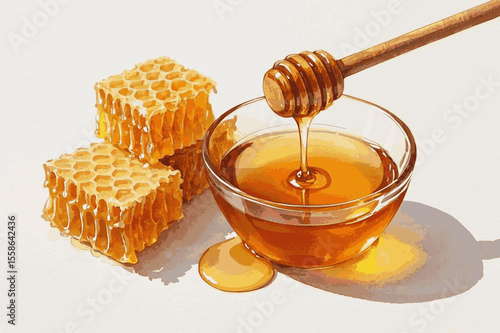 Golden Sweetness Wash honey isolated watercolor vector illustration svg