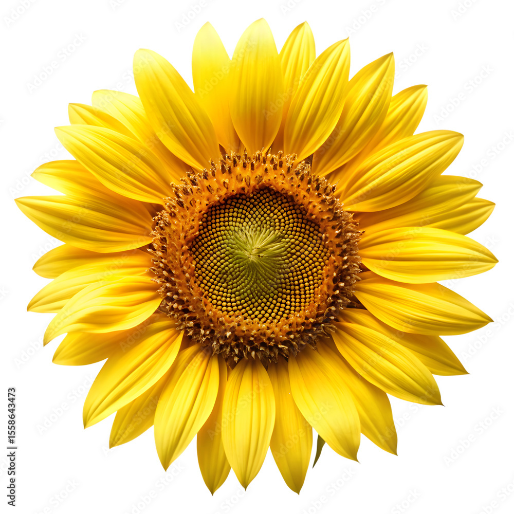 Fototapeta premium Fresh Yellow Sunflower Petals Isolated on White Background