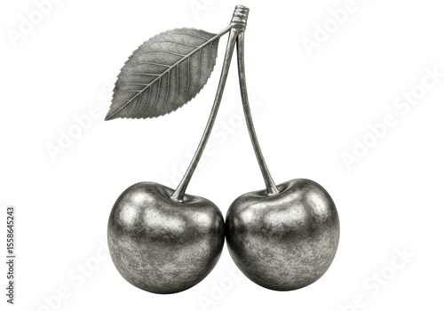 Wallpaper Mural Isolated Two Metallic Silver Cherries Torontodigital.ca