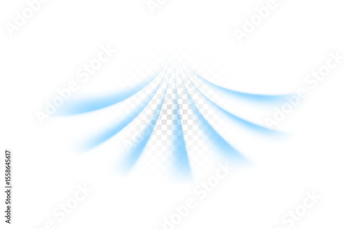 Light wind set of elements on transparent background. Dynamic blurred air flow movement