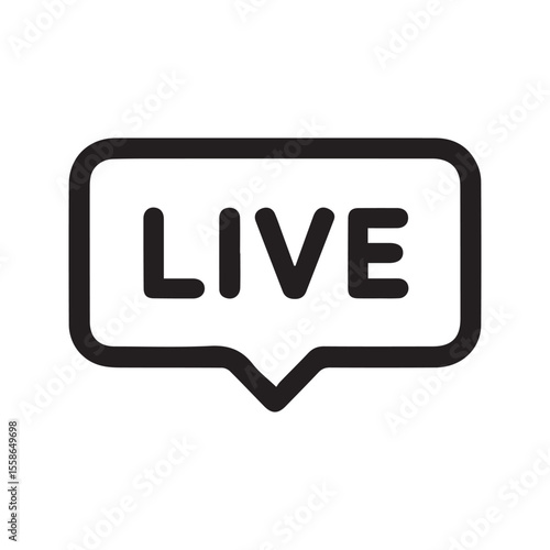 Black Live Speech Bubble Icon Graphic streaming broadcast