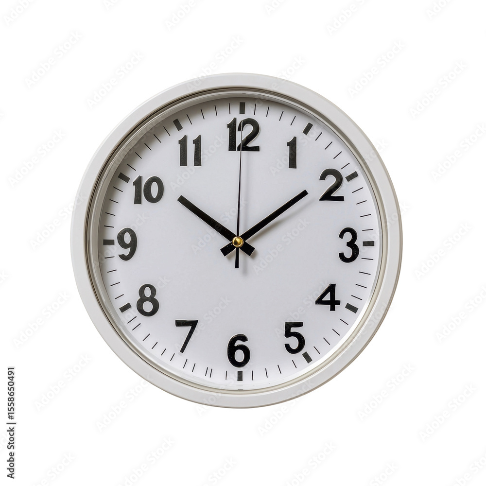 Simple White Wall Clock with Black Numbers Marked for Easy Time Reading in Modern Interior Design Settingtransparent background transparent background Simple White Wall Clock with Black Numbers Marked for Easy Time Reading in Modern Interior Design Settingtransparent background transparent background