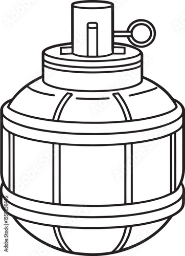 Anti tank mine design in black and white for military concept art