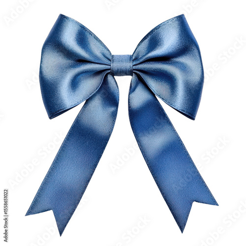 Elegant Blue Satin Bow with Smooth Texture and Long Streamers for Decorative Use in Crafts, Gifts, and Fashion Accessoriestransparent background transparent background