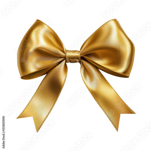 Elegant Shiny Golden Bow with Smooth Texture for Gift Wrapping and Decoration Purposestransparent background transparent background