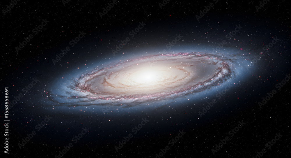 Naklejka premium Dark-themed galaxy core with spiral arms rotating and radiating stellar energy.