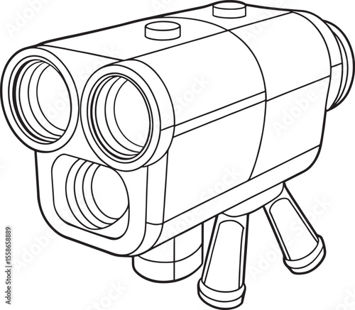Laser rangefinder outline illustration for military and tech concepts