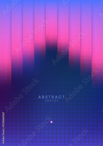Vibrant neon wave background with glowing vertical stripes for music poster or digital promo design. Abstract colorful vector in vertical A4 format.

