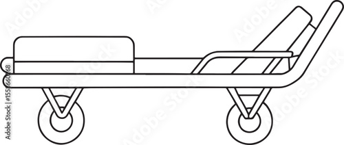 Ssimple lineart vector icon of a gurney stretcher used in hospital for medical patient transport