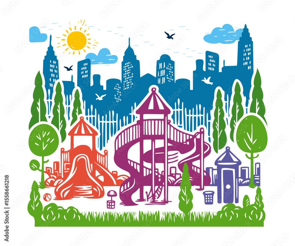 Fototapeta premium Playground Park, doddle style