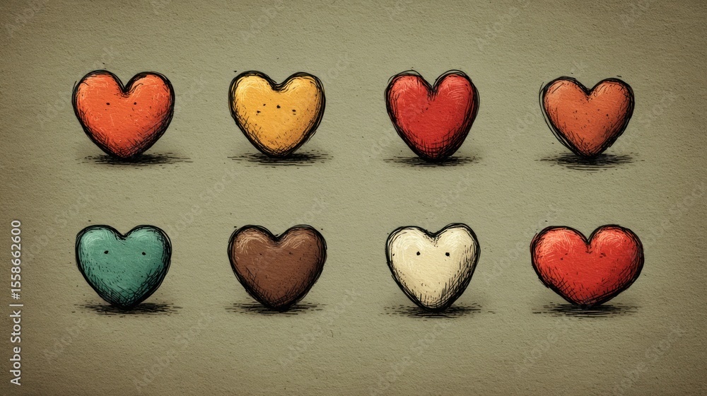 Fototapeta premium Heart icon set for greeting design