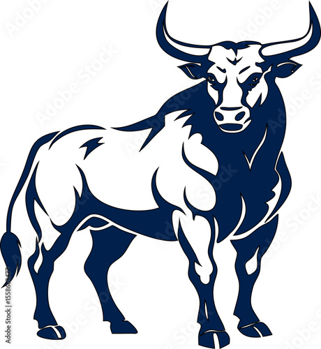 Charging bull icon in dynamic vector style