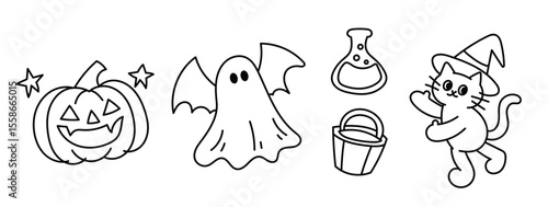 Cartoon, element, ghost in a cloak, autumn, Halloween, illustration, cute picture, hand-painted