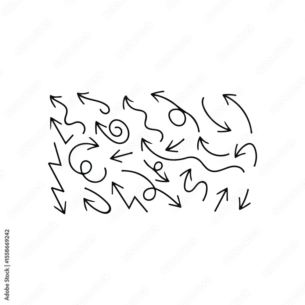 Fototapeta premium Sketch Style Directional Arrow Collection