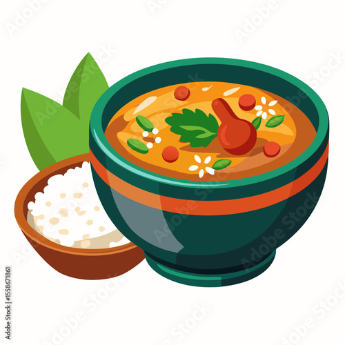 bowl of vegetable soup on white