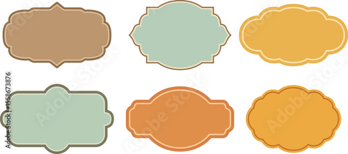 Collection of six vintage style frames with a variety of unique shapes