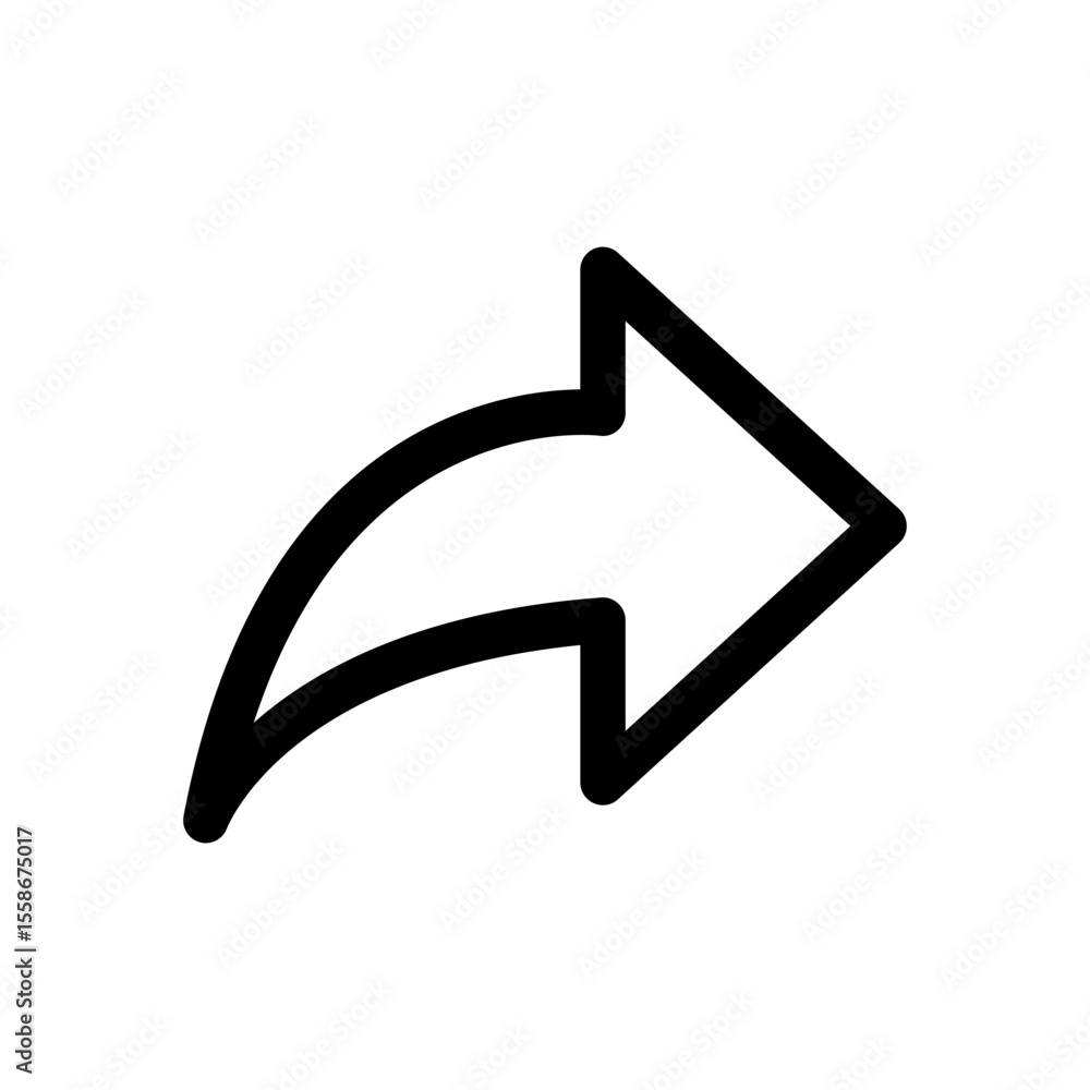 Curved Arrow Icon Share, Next, Forward, Right, Navigate