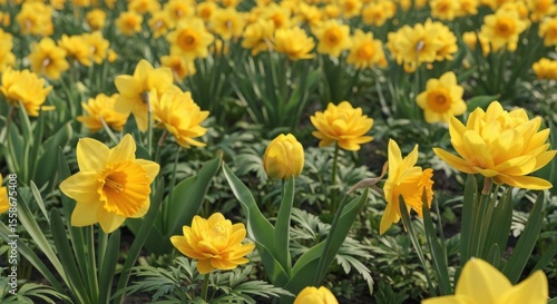 Wallpaper Mural Vibrant Yellow Daffodils Blooming in a Lush Garden Under the Bright Sun Torontodigital.ca