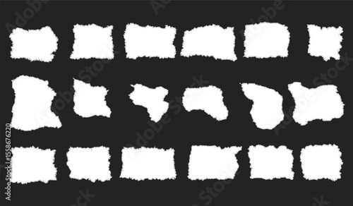 white Torn Paper. Realistic paper scraps with torn edges. White ripped paper strips collection. Sticky notes. torn paper pieces in various shapes